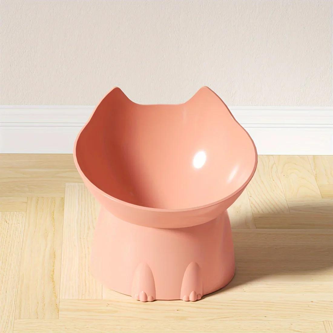

1 шт. Піднята миска для котів WhiskerWare, Пластична піднята годівниця для домашніх тварин із захистом від перекидання та похилим краєм, Захист шиї, Їжа для кошенят рожевий