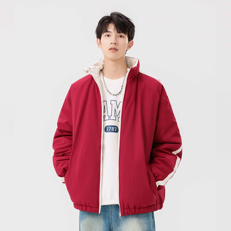 Double-sided Cotton-padded Jacket Boys Autumn and Winter Trend Couple Students Casual Versatile Bread Cotton Clothes