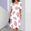 Cute Strawberry Printed Women's Long Dresses Summer Fashion Beach Wear Short Sleeves Hawaiian Style Maxi Dress For Lady Clothing