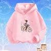Pink Heart Flower Print Hoodies Girls Long Sleeve Pullover Loose Sweatshirt Spring Autumn Cotton Basic Top Fashion Clothes