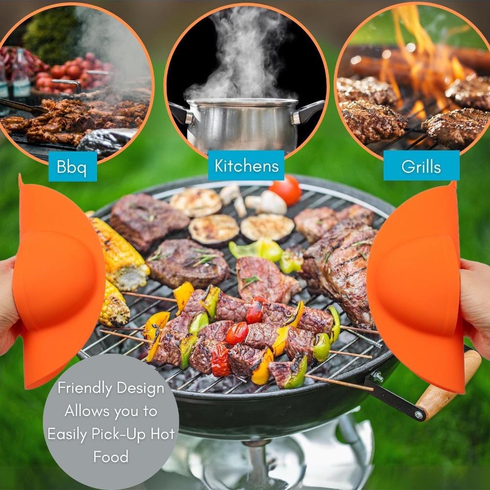 2PACK Silicone BBQ Grill Mitts Heat Resistant Oven Mitts Heat Resistant Gloves Smoking