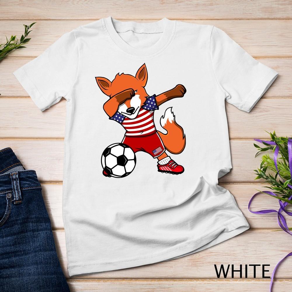 

Dabbing Fox America Soccer Fans US Flag Football Lovers Unisex T-shirt 2XL