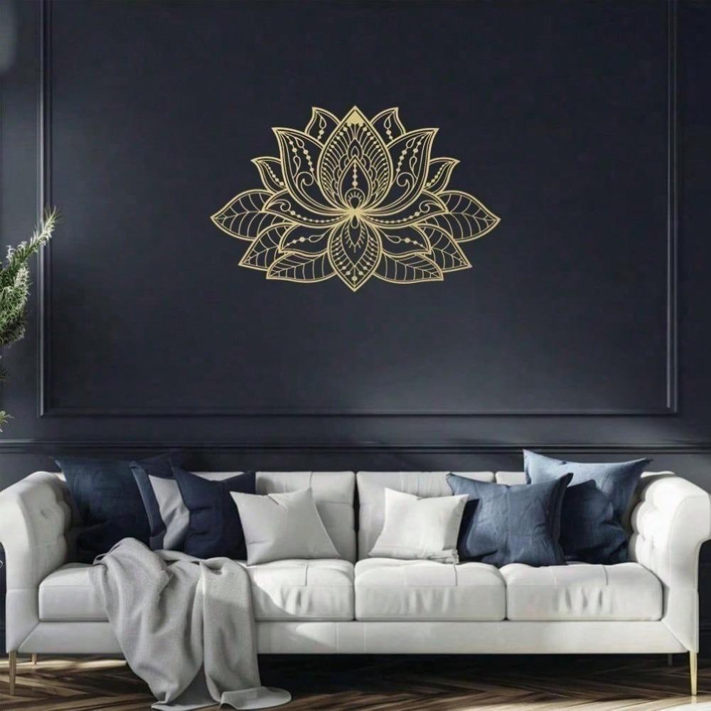 Modern Lotus Mandala Metal Wall Art Zen Decor Rustproof Outdoor Indoor Home Bedroom Living Room Bathroom Sturdy Non-Fading Housewarming Gift