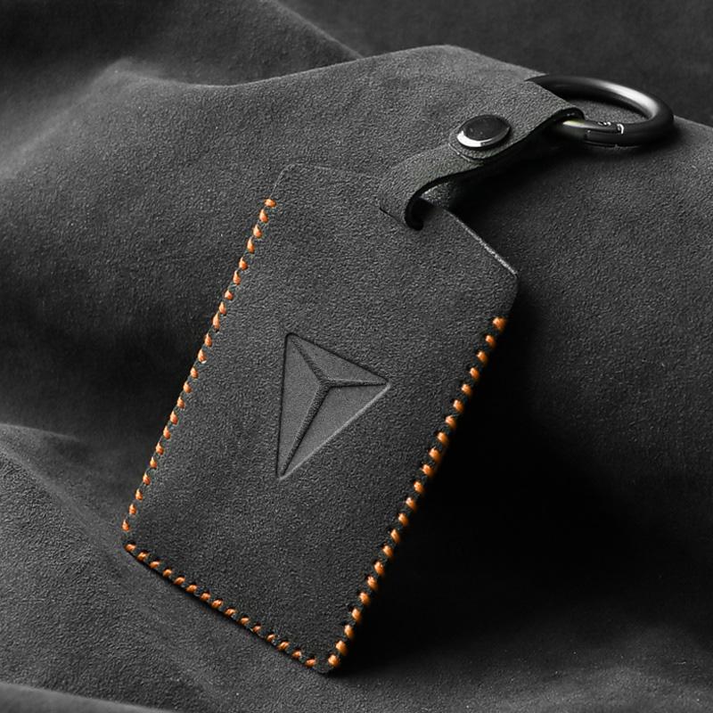For Changan Deepal SL03 S07 G318 S05 Suede Leather Key Case Cover Full Package Keychain HandSewn Storage Bag Keychain Fob Holder
