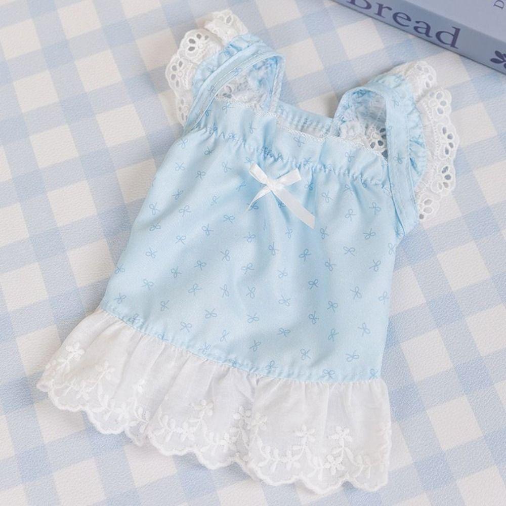 Exquisite Lace Cat Skirt Breathable Dog Princess Dress Simple Bow Print Dog Dress  Pet Supplies