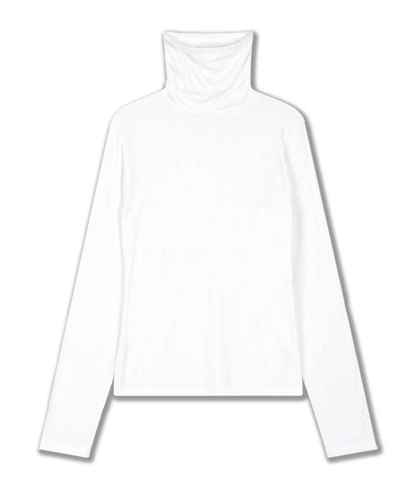 DOLPHIN WAVE APPAREL Dolphin Fitted Slim Turtleneck Long Sleeve T-Shirt Ivory