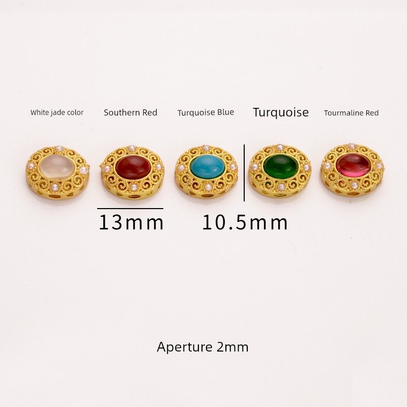 

Retention Alluvial Gold Accessories DIY Ornament Ancient Style Dold Pearl Inlaid Spacer Beads Bracelet Wrist String Woven Beads Accessories Beads White jade color