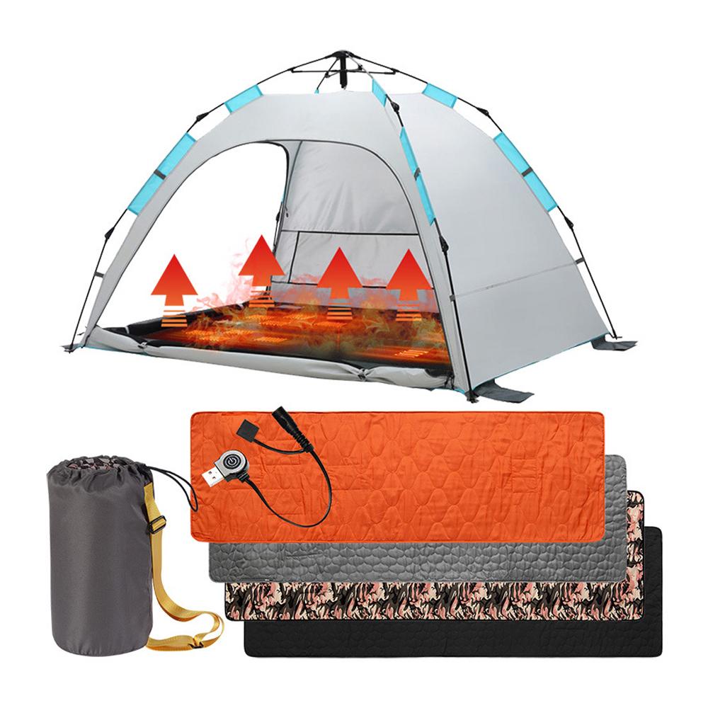 Heated Sleeping Bag Pad Mattress USB Power Warm Heating Mat with 5 Heating Zone 3-Level Temperature for Indoor Outdoor Camping Travel