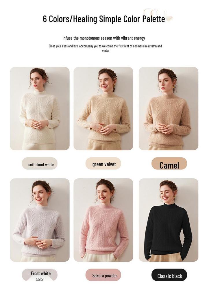 Women's Heavyweight Cashmere Half-High Neck Knit Top
