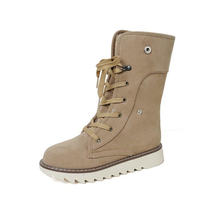 Large size winter new thick-soled velvet thickened snow boots women's warm towel medium boots cotton shoes women