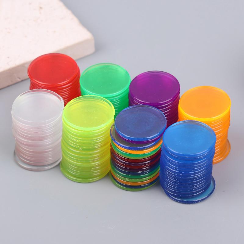 100 Stuks 25 Mm Kleur Plastic Chip Bingo Chip Montessori Interactief Leren Educatie Wiskunde Speelgoed Familie Feest Tellen Speelgoed