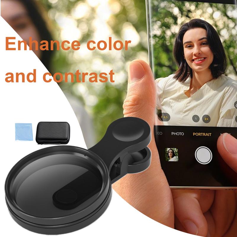 Portable Clip-On Circular Polarizer CPL Filter 52mm Universal Clip Phone Camera Lens Reflection Reduction For iPhone 16 15 14 13