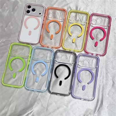 Transparent For Magsafe Soft TPU 2 In 1 Magnetic Case For iPhone 17 16 15 14 13 12 11 Pro Max Plus Air Candy Color Clear Cover