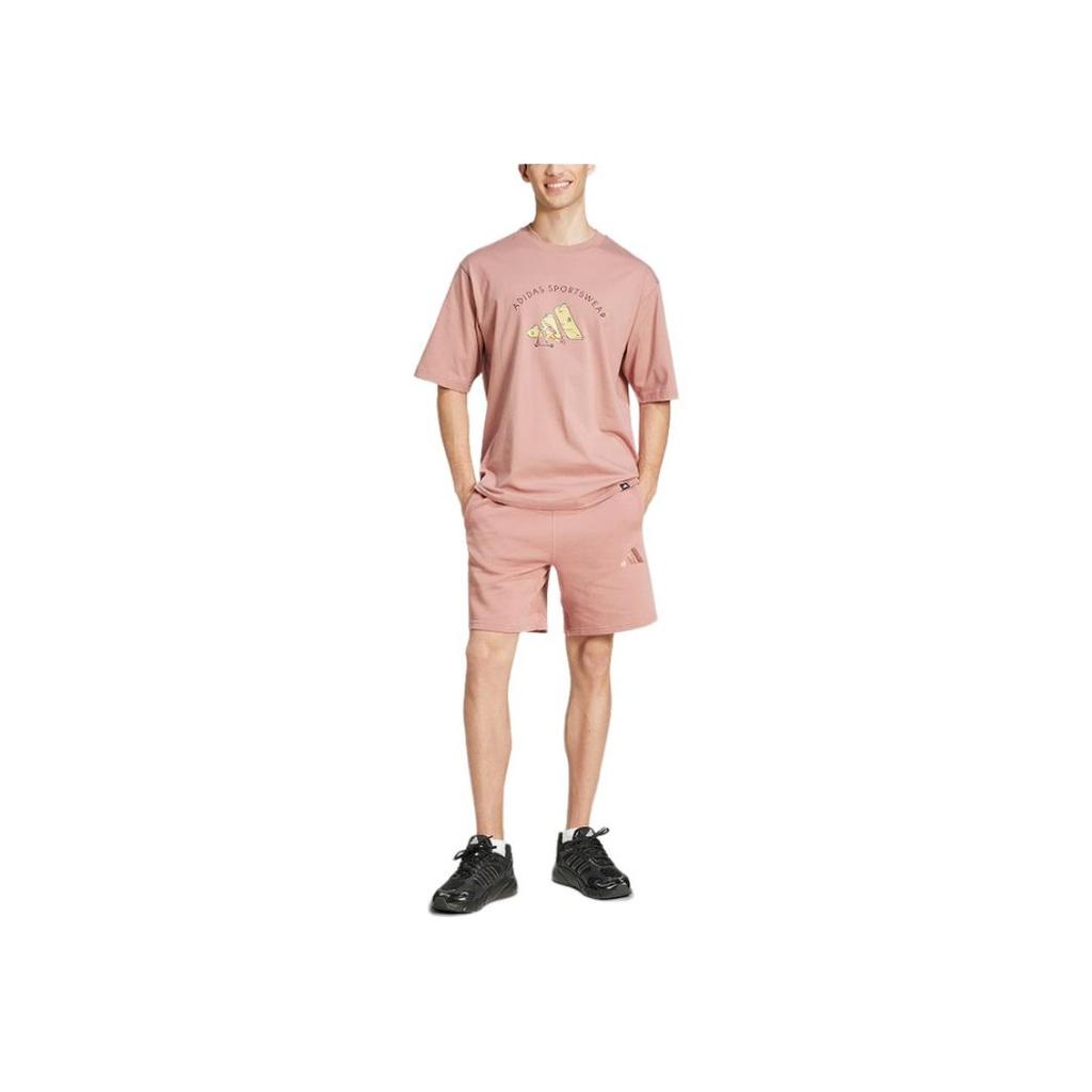 adidas SS25 Mode Einfach Atmungsaktiv Lockere Passform Schnürung Lässige Shorts Herren Shorts Rosa JC5368