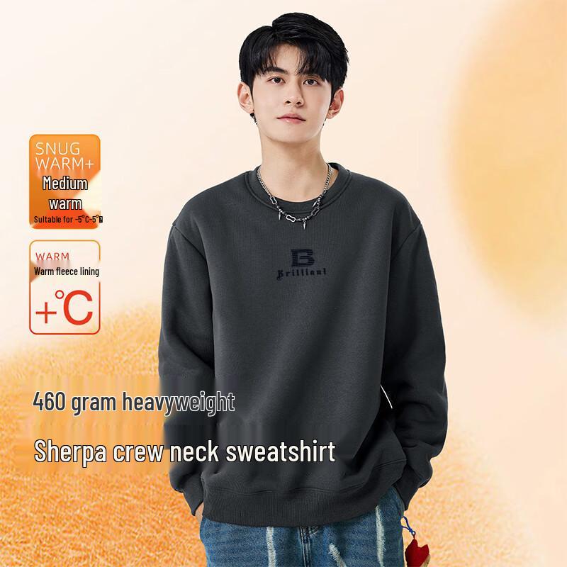 Baleno Men's Lamb Wool Lined Crew Neck Sweatshirt