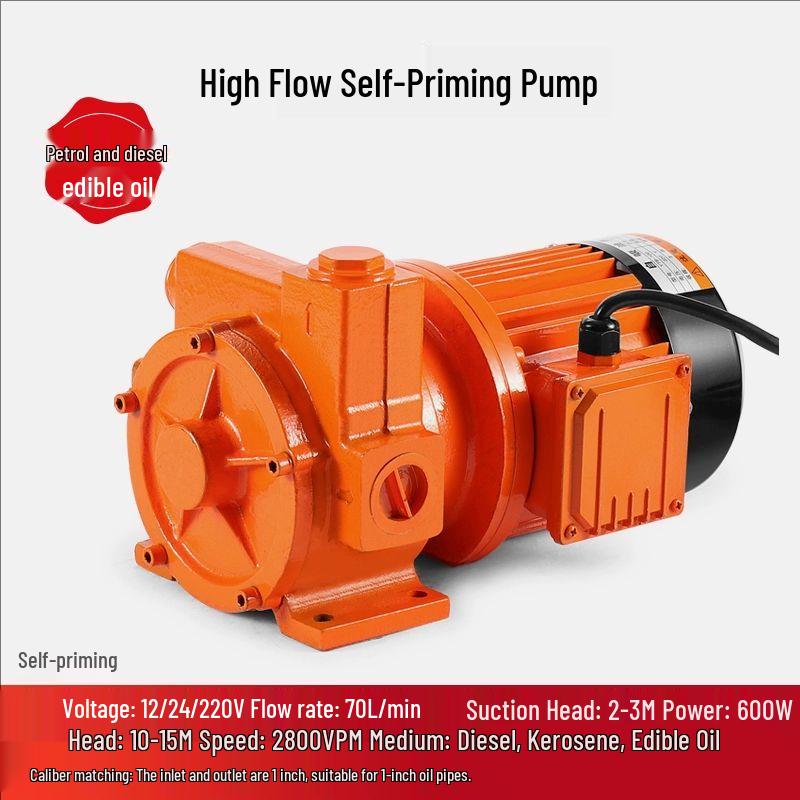 High-Power Diesel Electric Self-Priming Oil Transfer Pump, 12V/24V/220V, 550W Vehicle-Mounted Fuel Dispenser