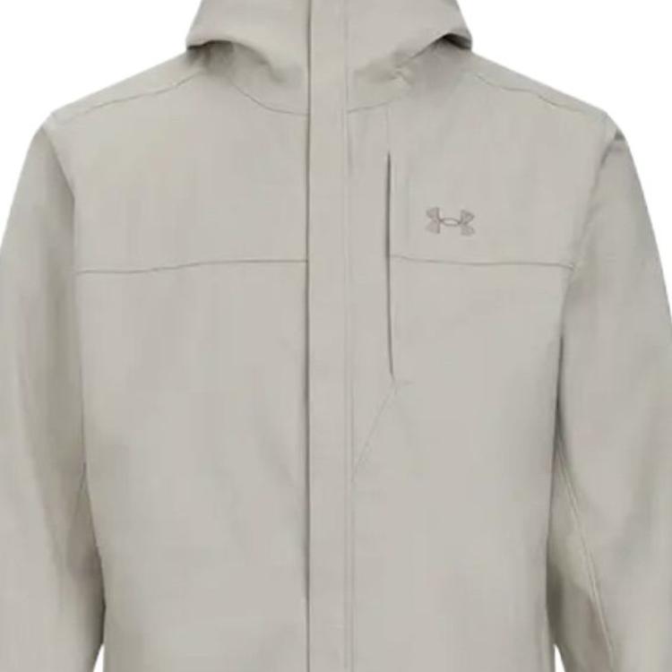 Under Armour Logo Hooded Comfortable Versatile Jacket Men Jackets Khaki 1300663-289
