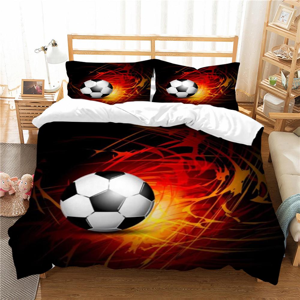 3D Fußball Druck Heißer Verkauf Bettwäsche Set Bettdecke Hause Bettwäsche Jugend Kinder Jungen Mikrofaser Quilt Abdeckung Kissenbezug