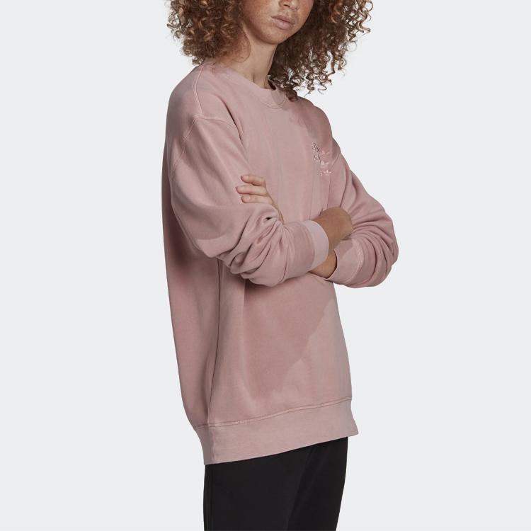 Adidas Oryginalny Bluza z kapturem z logo Trefoil Luźny Okrągły dekolt Długi rękaw Męskie Bluzy Różowy GL6163