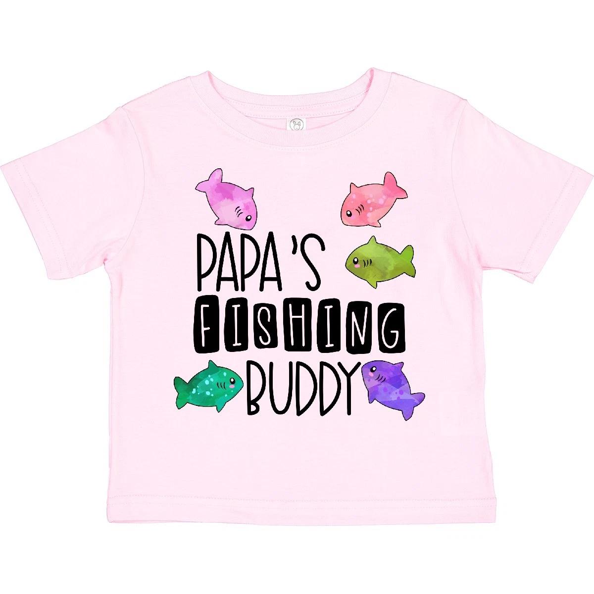 

Inktastic Papa s Fishing Buddy With Colorful Fish Toddler kids boys T-Shirt Kids Papa Dad 160