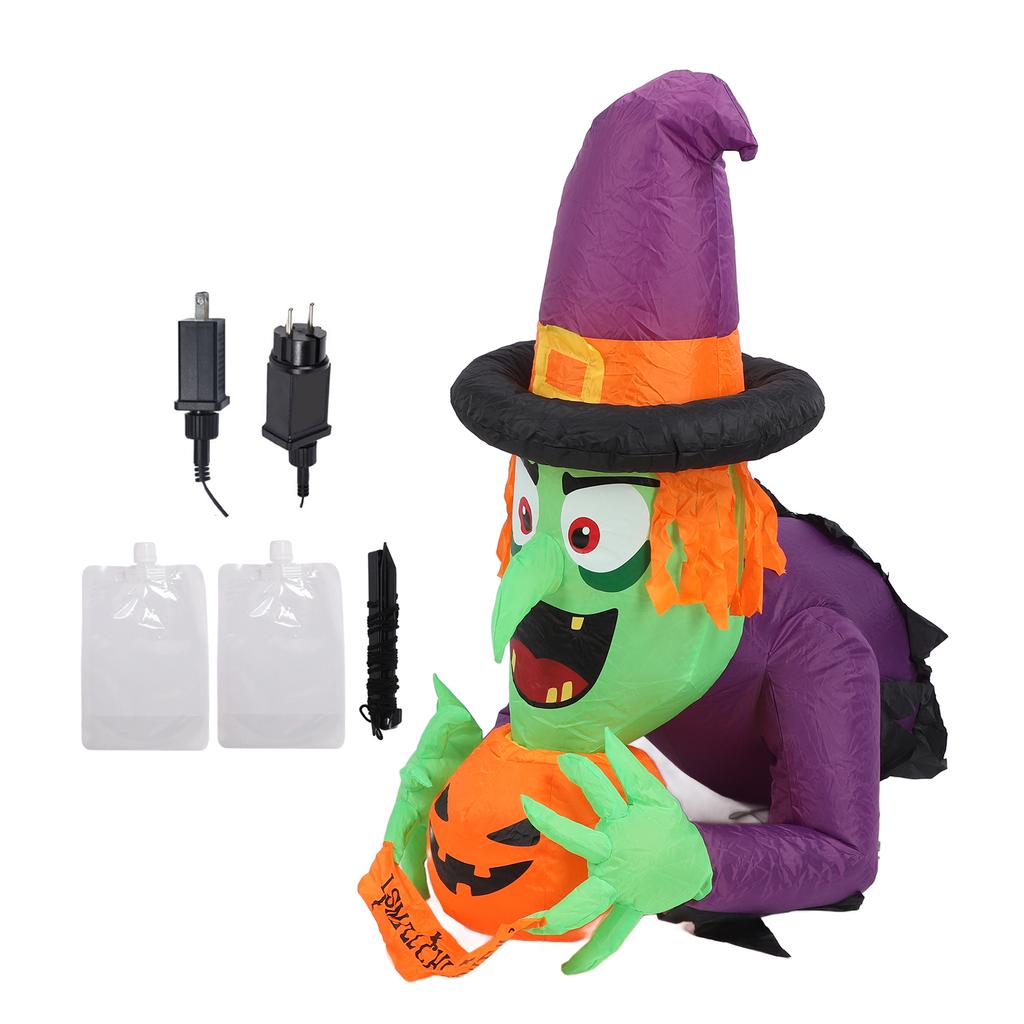 4.43ft Witch Broke Out From Window Inflatable Decoration Built In LED Light Outdoor Props Blow Up Sc