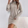 Women's 25th Anniversary High Neck Knit Dress - Autumn/Winter Fashion