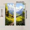Set Of 2 Alpine Village Landscape Curtains Mountain Cottage Window Drapes Semi Opaque Living Curtain Sheer With Rod Pocket Polyester