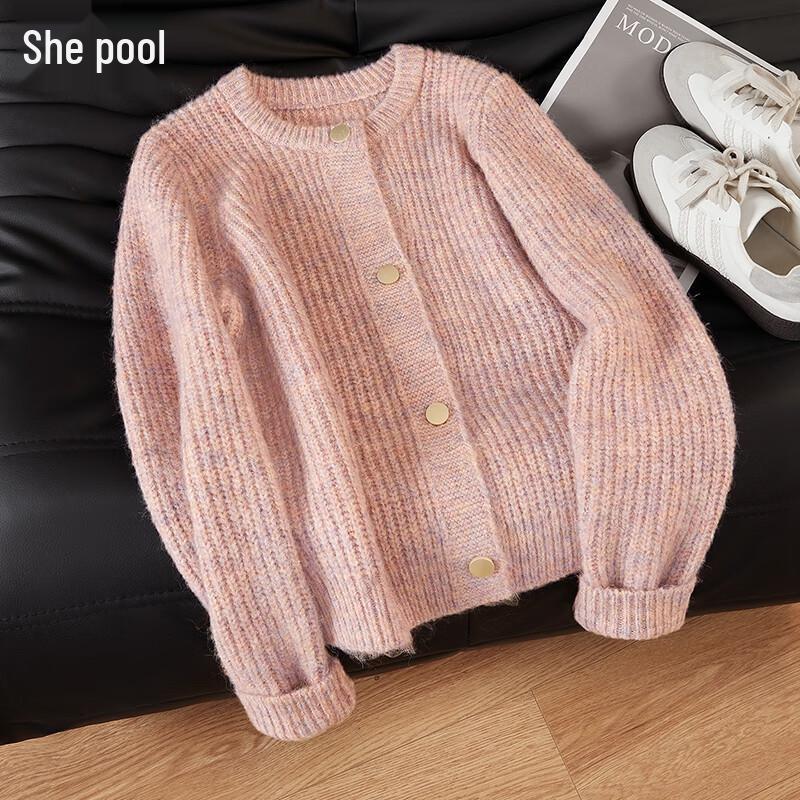 

Женский свободный милый короткий вязаный кардиган с круглым вырезом L