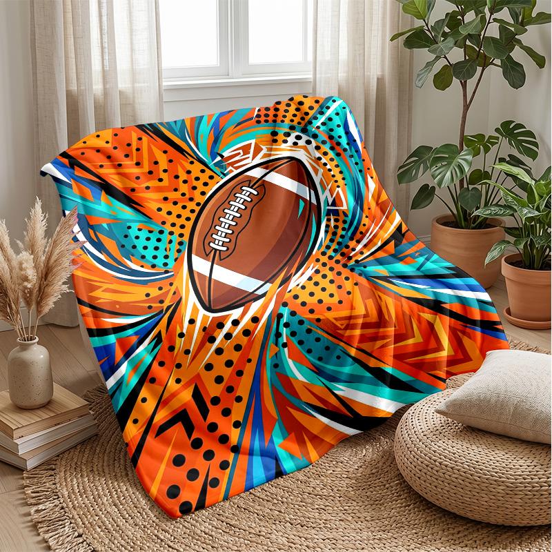 Football Action Painting Theme blanket Lightweight Warm Flannel Blanket Decorative Throw Blanket for Home Decoration