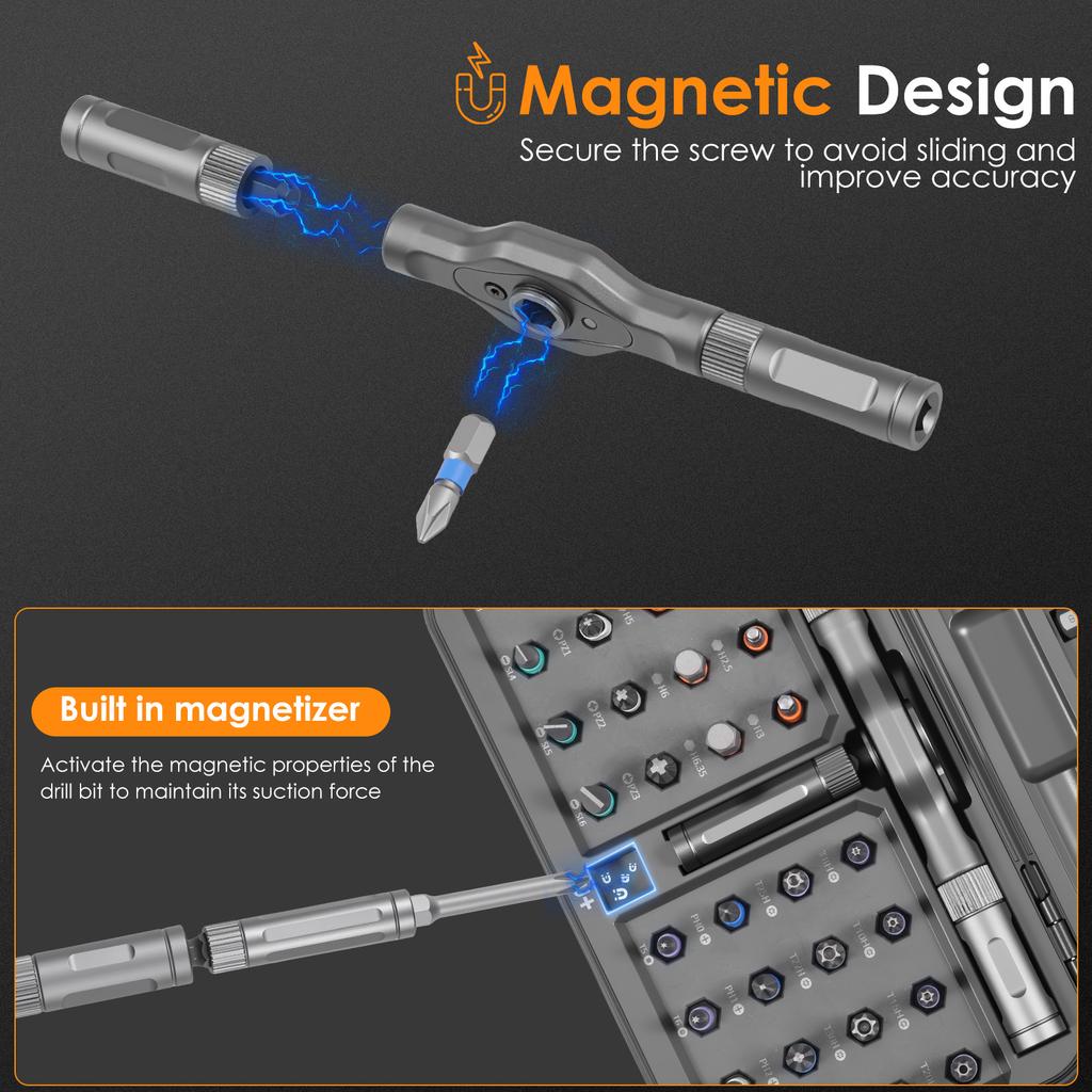 42 in 1 Magnetic Screwdriver Set Multi-functional Ratchet Screwdriver Set Multi Bit Drive Set for Furniture Computer Repair Tool