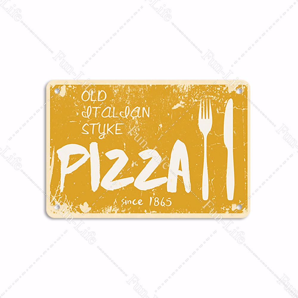 Pizza Dessert Metal Poster Food Tin Sign Plaque Metal Restaurant Vintage Wall Decor for Bar Club Metal Signs 20x30cm