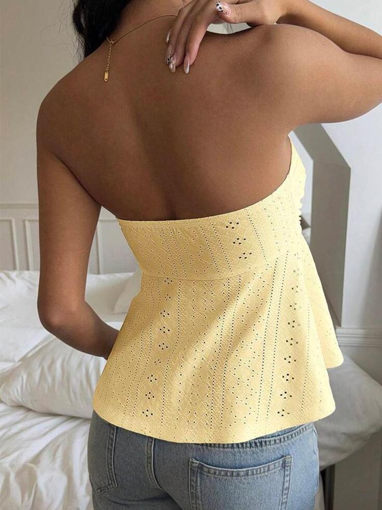 Sexy Lace Ruched Crop Top Summer Vacation Style Women's Clothing