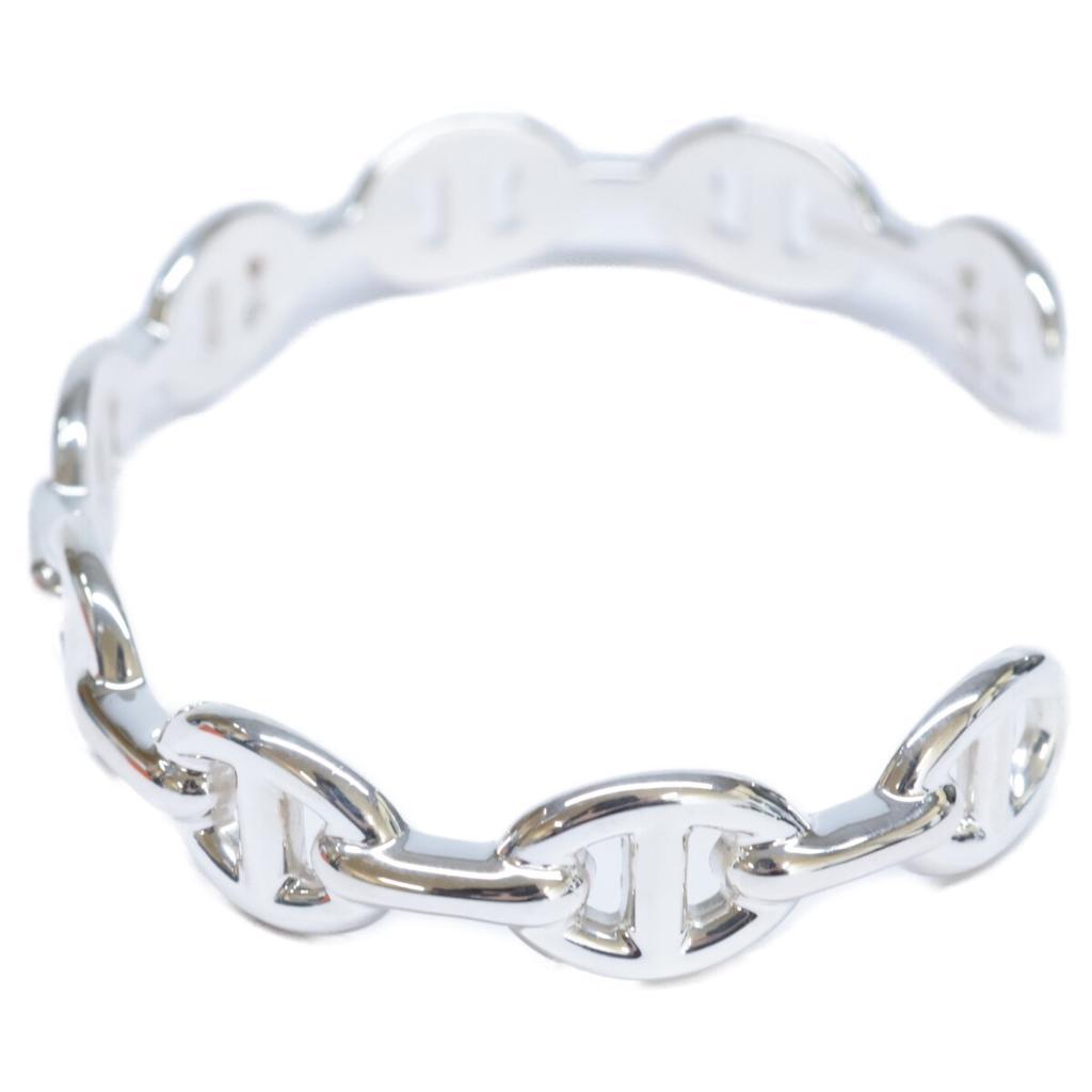HERMES Finished 925 Chaine d'Ancre Enchaine MM Bangle LG SilverUsed