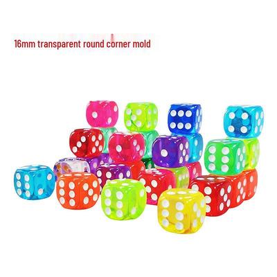 Dadi colorati trasparenti arrotondati da 16 mm con semi di cristallo per bar KTV