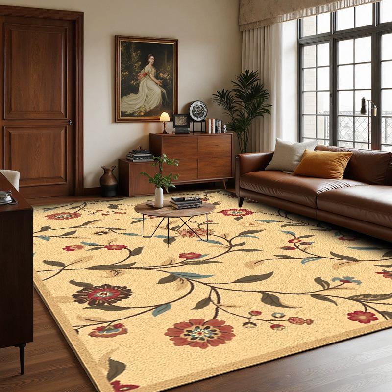 European Classic Living Room Carpet - Washable, Dirt-Resistant, Full Coverage, Bedroom Bedside, Water-Absorbent, Anti-Slip Mat