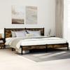 Metal Bed Frame Without Mattress Smoked Oak Finish 193 X 203 Cm