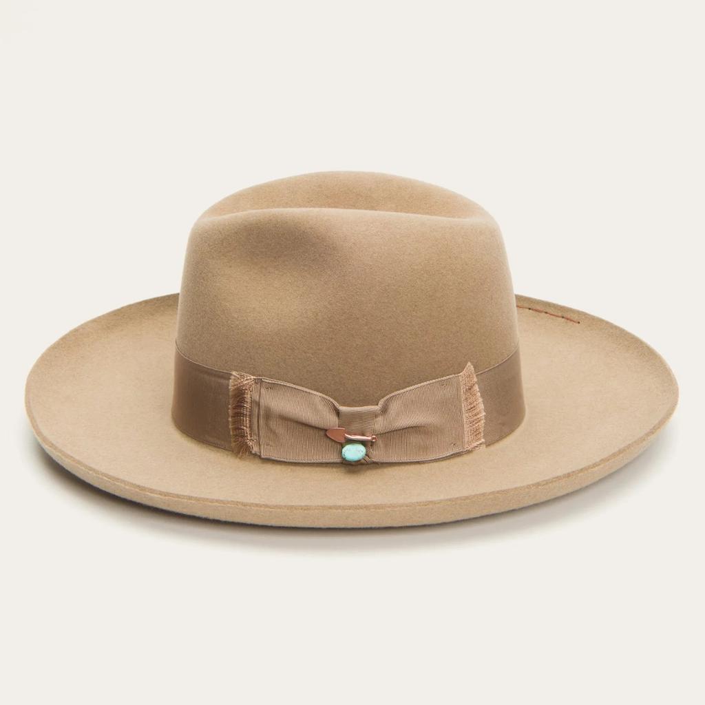 Wool Felt Camel Bow Webbing Top Hat Jazz Top Travel Photo Versatile Hat