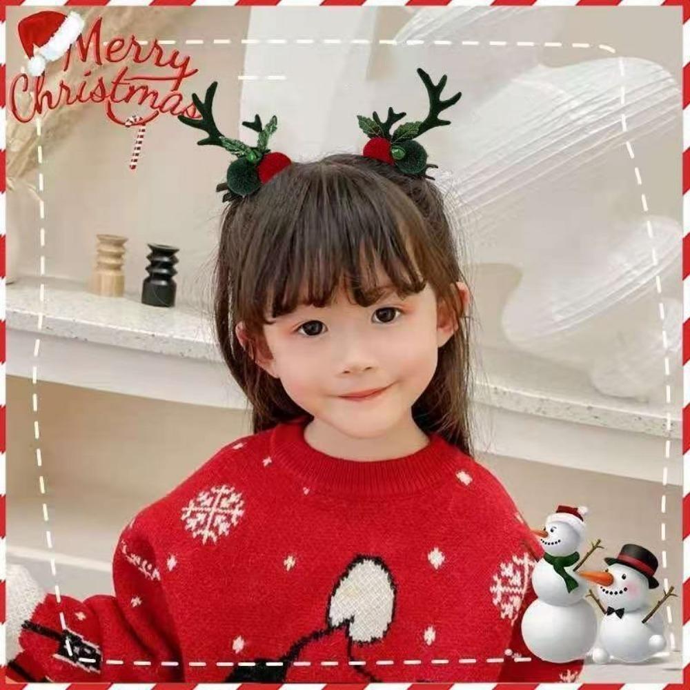 2pcs Assorted Christmas Reindeer Antler Hair Cute Pinecones Mushrooms Festive Accessories Holiday Parties Celebrations Hairpin