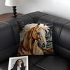 Printing Stylish Horse Fashion Cushion Cover Natural Linen Organic Fabric DoubleSided Printing Sofa Home Decor Gift Pillow Case