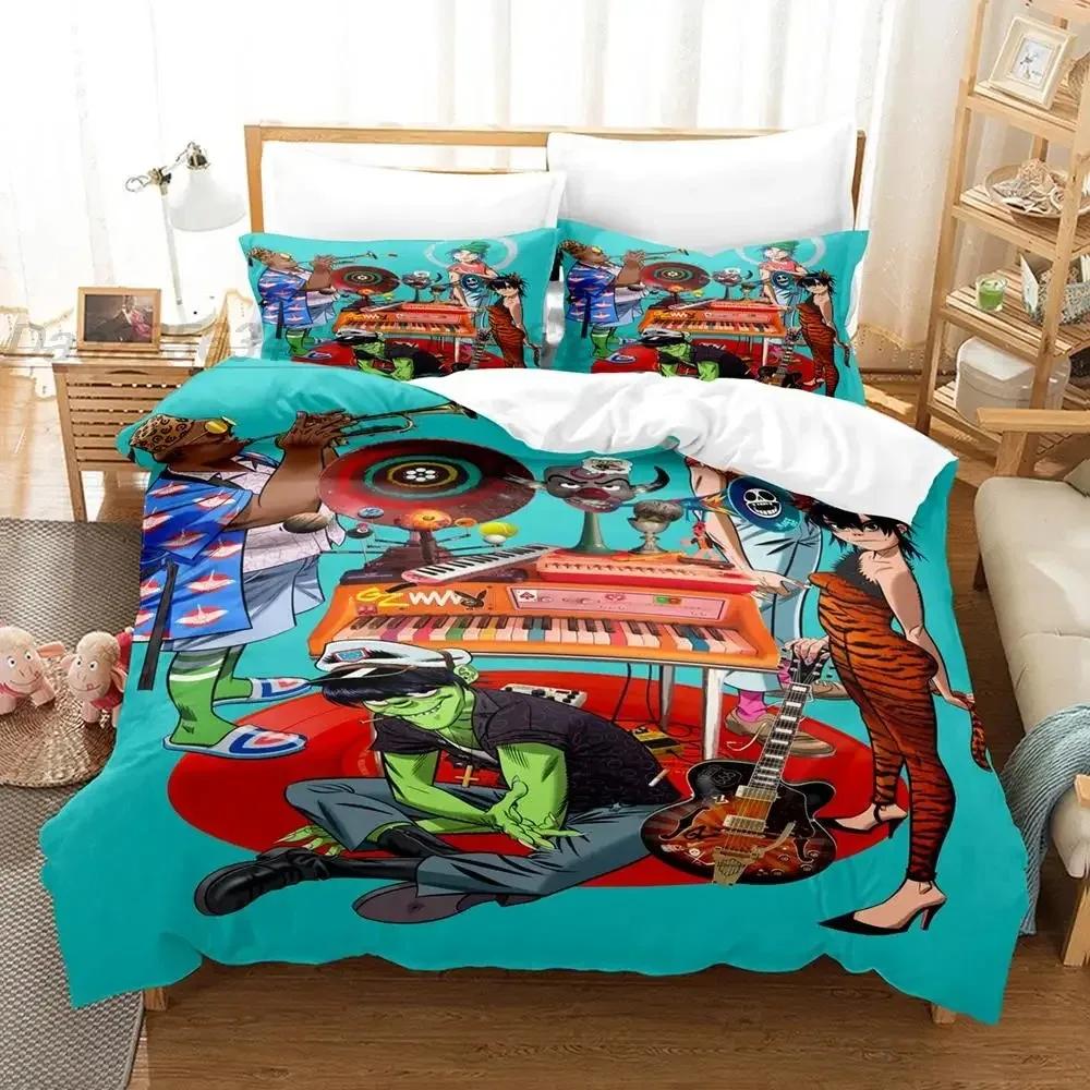 Gorillaz Bettwäsche Set Einzelbett Twin Full Queen King Size Bettset Aldult Kind Schlafzimmer Bettbezug Sets 3D Druck Spiel Bettlaken Set