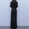Women's 2023 Summer Wide-Leg Pants Suit: High-Waisted, Slimming, Fashionable Yujie Casual Two-Piece Set