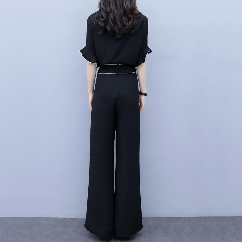 Women's 2023 Summer Wide-Leg Pants Suit: High-Waisted, Slimming, Fashionable Yujie Casual Two-Piece Set