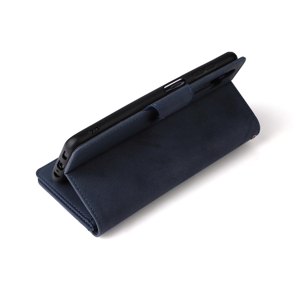 For Samsung Galaxy A26 5G Case Zipper Wallet Rivet Decor Leather Phone Cover with Wrist Strap