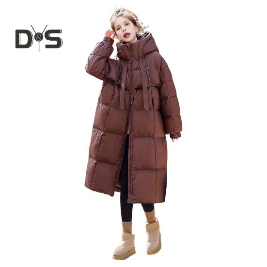 

Зимнее пуховое пальто Утолщенный с капюшоном Защита шеи Карманы на молнии Карманы Ветрозащитный Сохранение тепла Повседневная верхняя одежда для холодной погоды Хлопок M кофейный