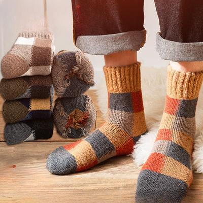 5 Pairs of Men's Autumn and Winter Thick and Velvet Warm Wool Ring Wool Tube Socks
