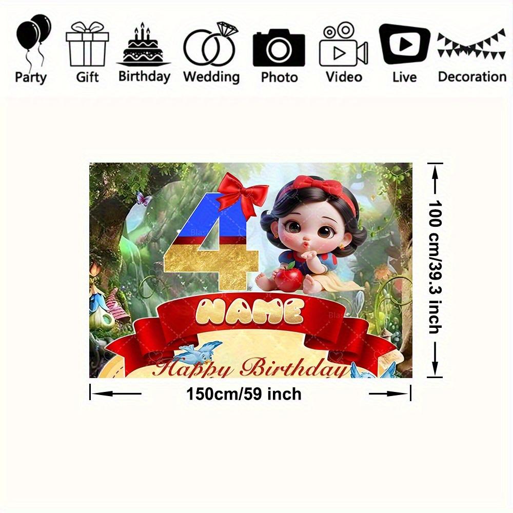 

BEPAN Cartoon Snow White Banner Background Customizable Name Children Girls Birthday Party Decoration Background Baby Shower Props Vinyl--W120xH80cm