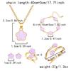 Sweet Sakura Cherry Blossom Necklace Set for Women Trend Gold Color Flower Chain Earrings Bracelet Ring Aesthetic Jewelry Gift