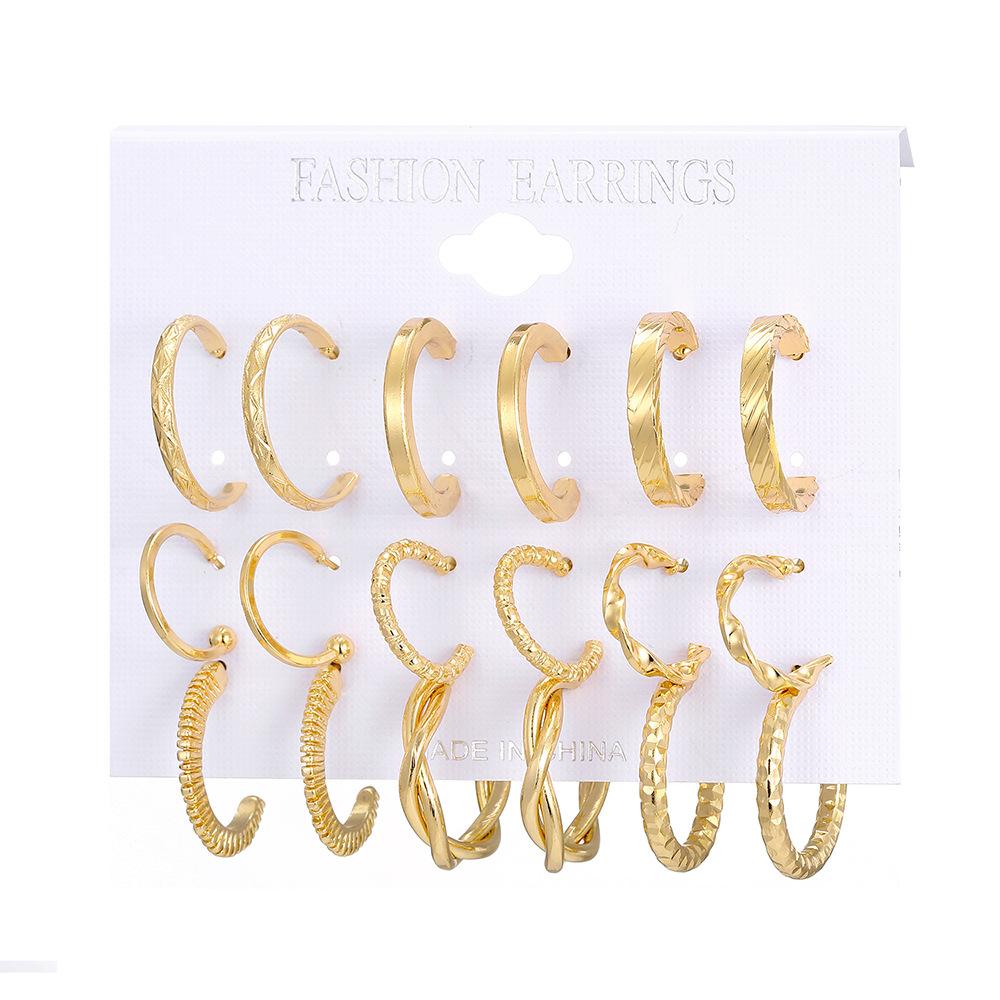 Stylish and Simple Earrings Set Femininity Versatile Personality Exaggerated Atmosphere High-end Earrings