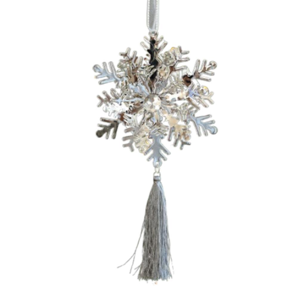 Silver Gold Christmas Snowflakes Pendants Exquisite Handmade Christmas Poinsettia Ornaments with Tassels Iron
