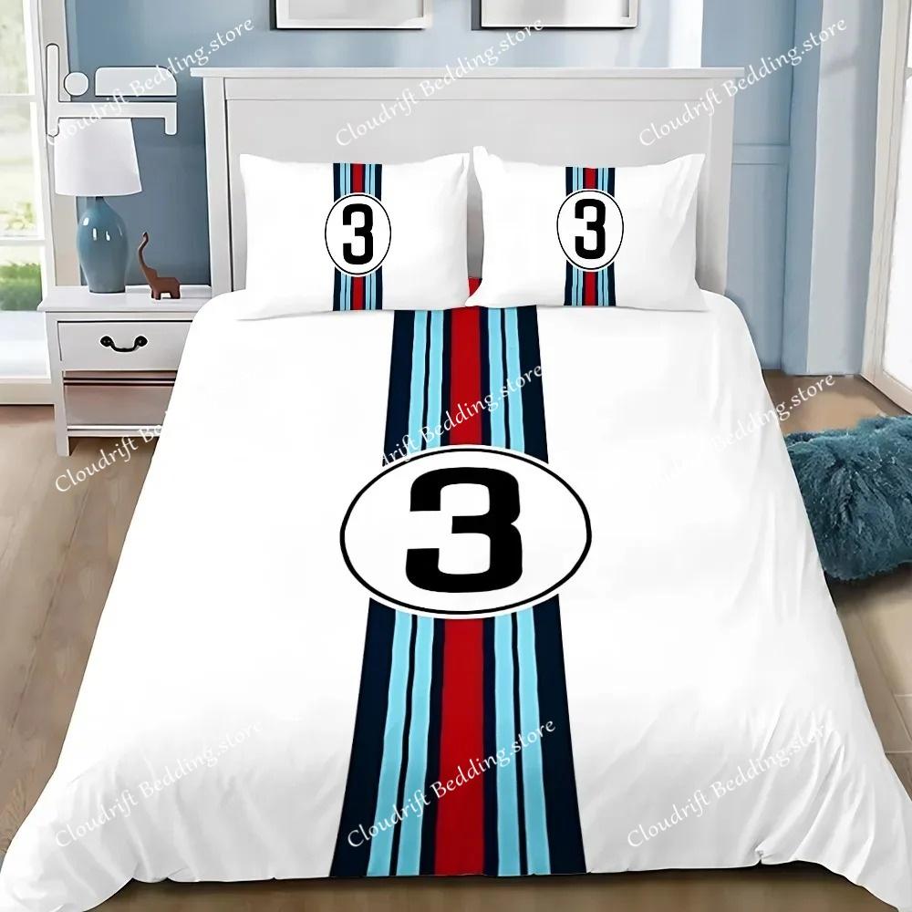Racing Martini Stripe Duvet Cover Pillowcase Bedding Set Adult Boy Girl Bedroom Decoration Children Single Double Large Size